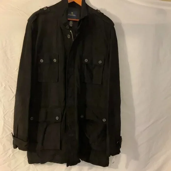 Brooks Brothers Suede Leather Black Safari Field Jacket Coat Men’s XXL NWT - Picture 2 of 16